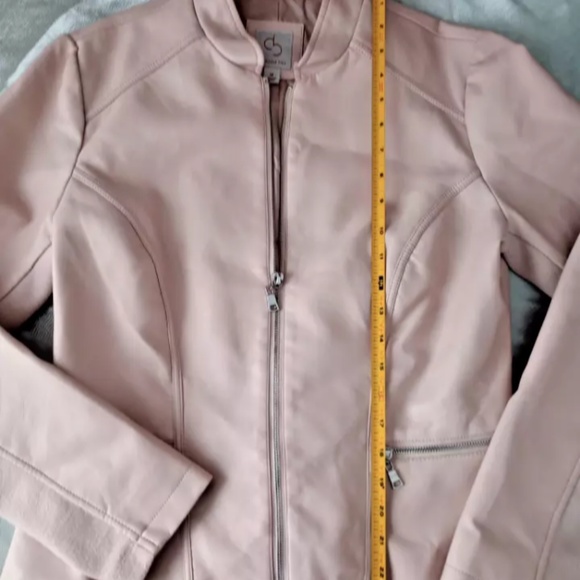 DB Full Zip Jacket Women's medium Pink Faux Leather Stretch - Picture 8 of 8